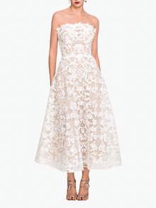 Strapless Corded Midi Dress | Ivory