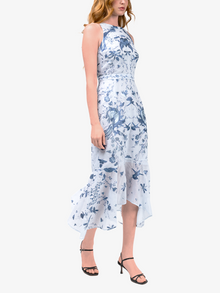 Threadwork Voile Handkerchief Dress | Blue Multi