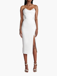 Draped Bodice Crepe Dress | Ivory