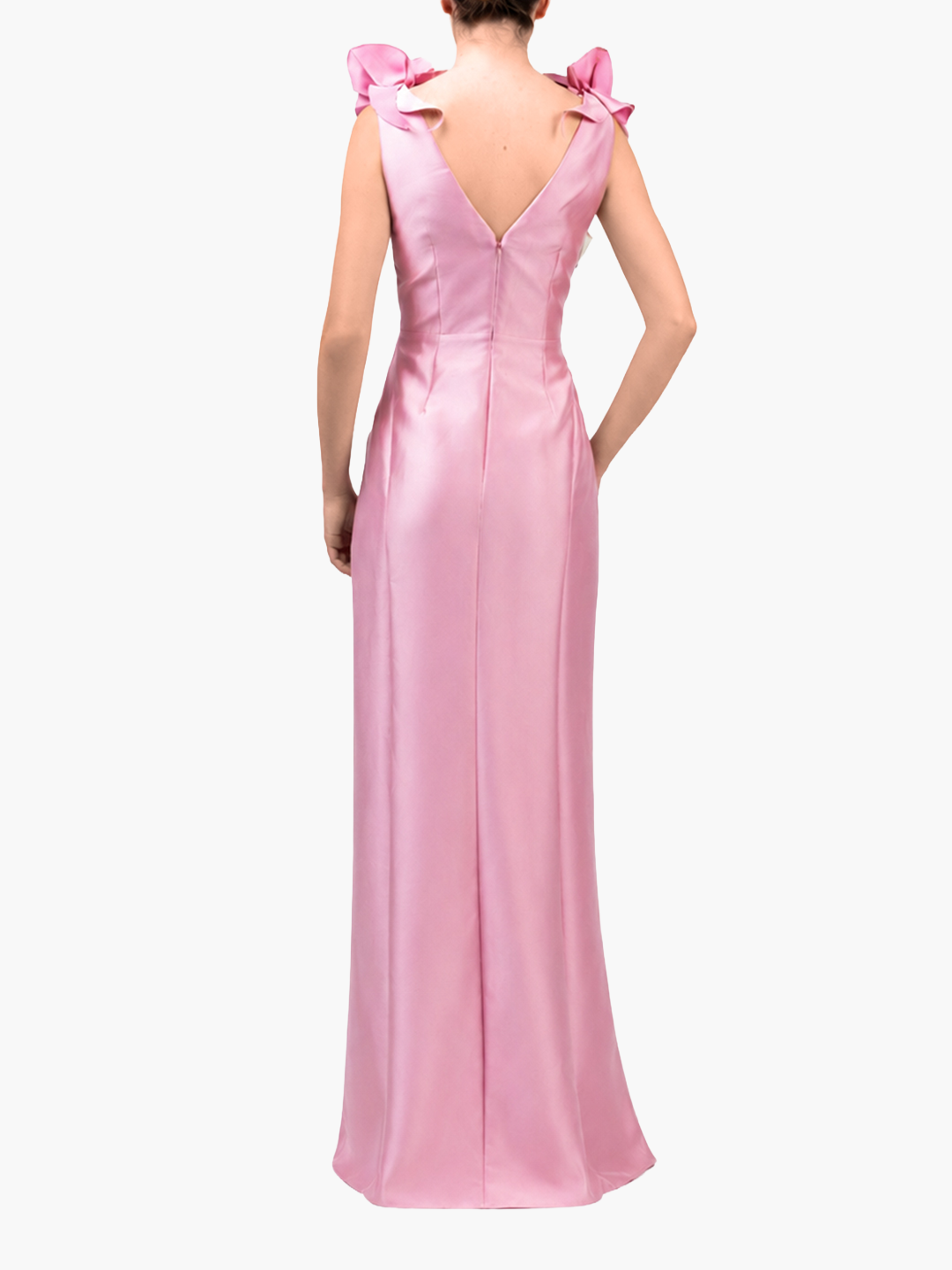 Spring Draped Floral Mikado Gown | Rose