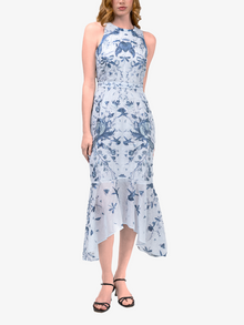 Threadwork Voile Handkerchief Dress | Blue Multi