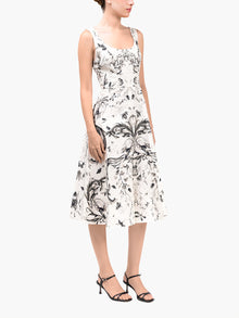 Mirrored Cotton Midi Dress | Stone
