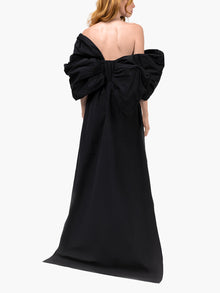 Taffeta Sleeve Column Gown | Ivory/Black