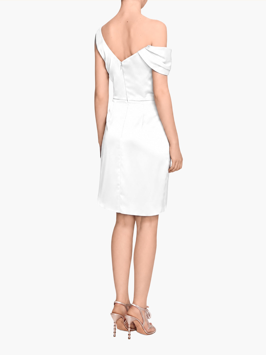 Asymmetric Satin Mini Dress | Ivory