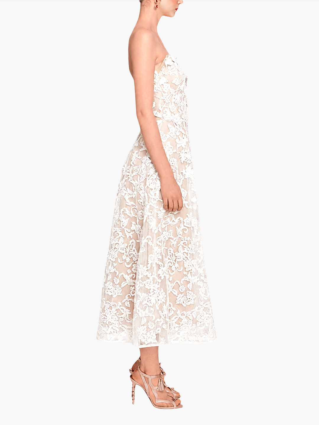 Strapless Corded Midi Dress | Ivory