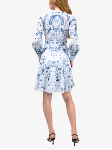 Threadwork Voile Mini Dress | Blue Multi
