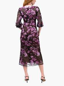 Bronix Botanicals Long Sleeve Midi Dress | Pink/Black