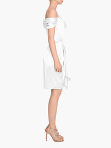 Asymmetric Satin Mini Dress | Ivory