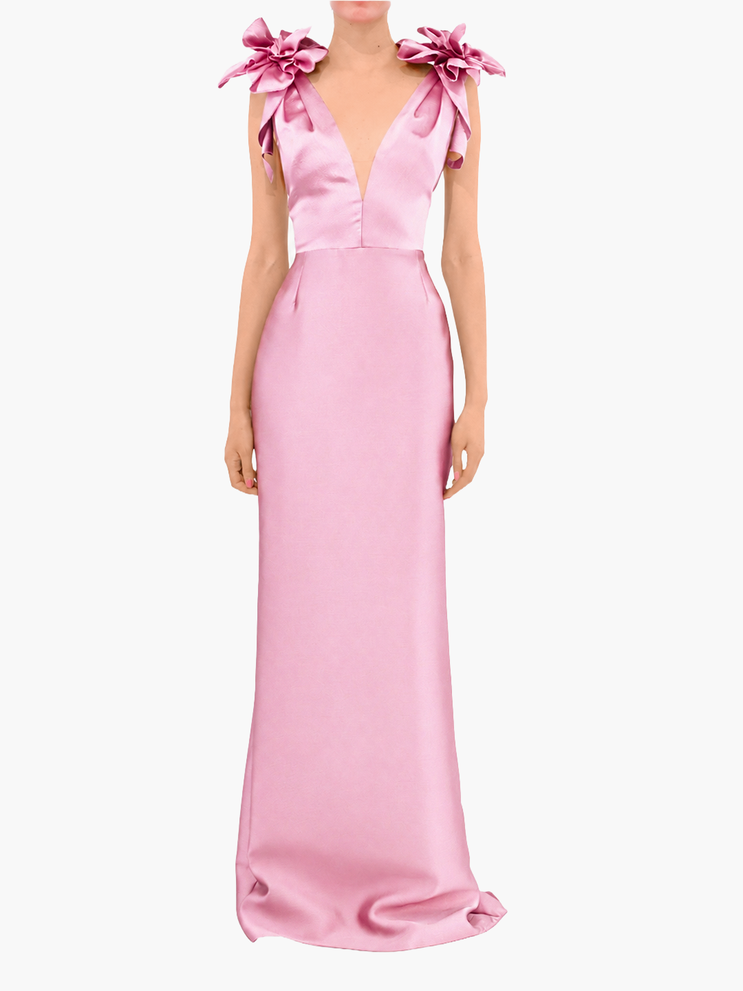 Spring Draped Floral Mikado Gown | Rose