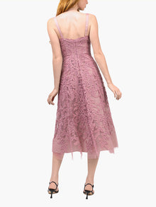 Mirrored Lace Floral Midi Dress | Rose