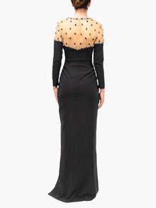 Illusion Crepe Gown | Black