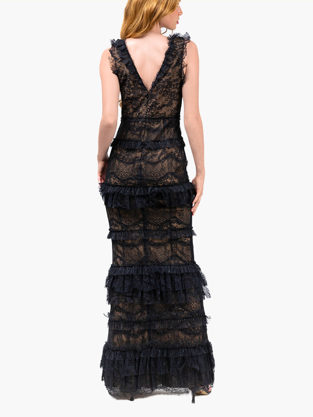 Chantilly Lace Tiered Gown | Black