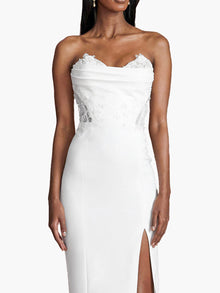 Draped Bodice Crepe Dress | Ivory