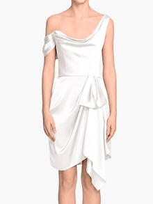 Asymmetric Satin Mini Dress | Ivory