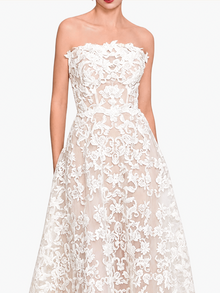 Strapless Corded Midi Dress | Ivory