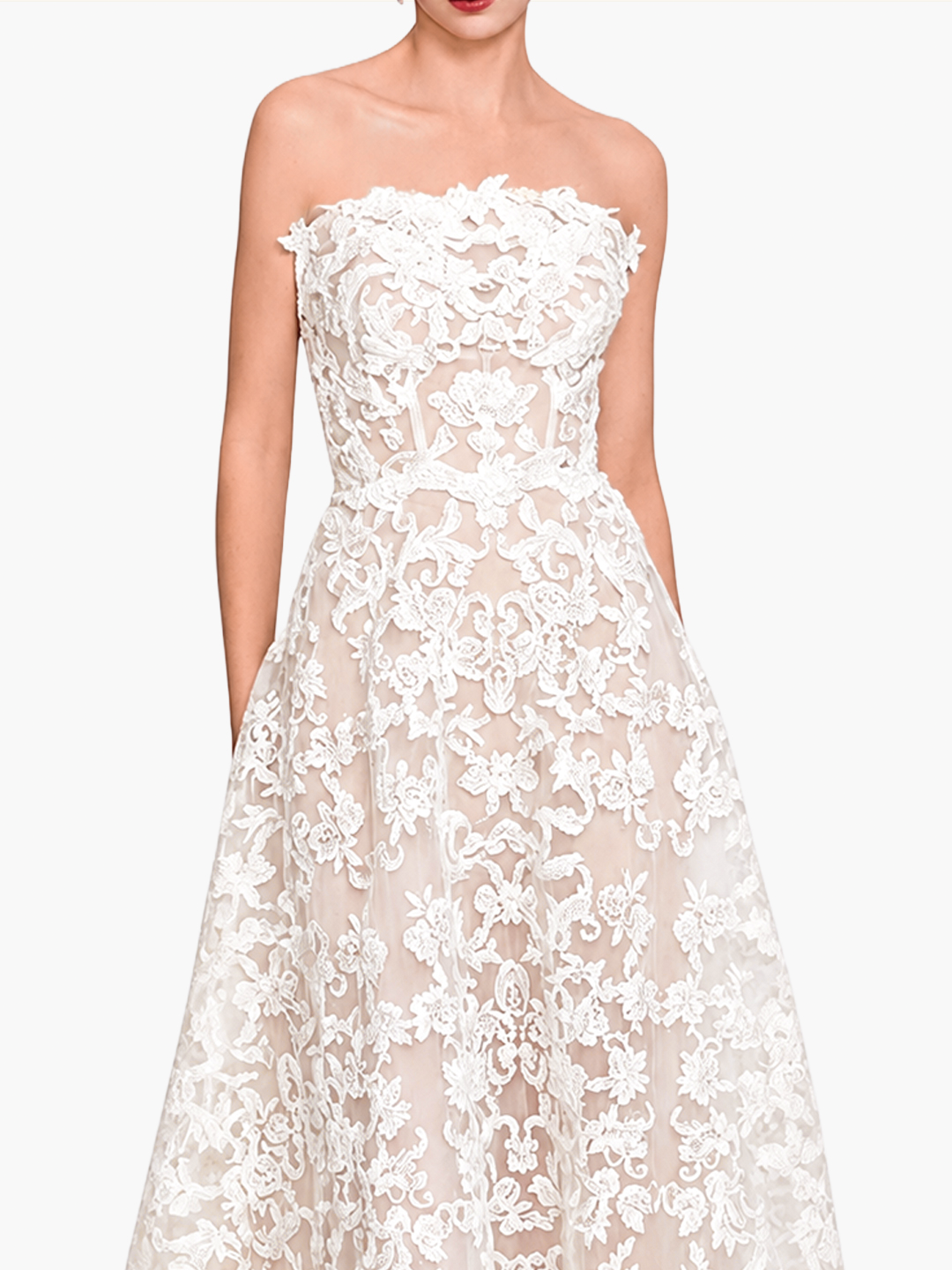 Strapless Corded Midi Dress | Ivory