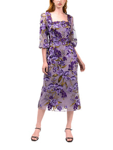 Bronix Botanicals Long Sleeve Midi Dress | Purple