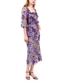 Bronix Botanicals Long Sleeve Midi Dress | Purple