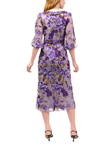 Bronix Botanicals Long Sleeve Midi Dress | Purple