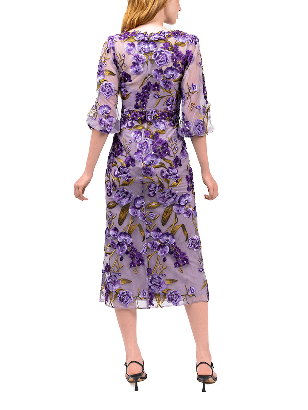 Bronix Botanicals Long Sleeve Midi Dress | Purple