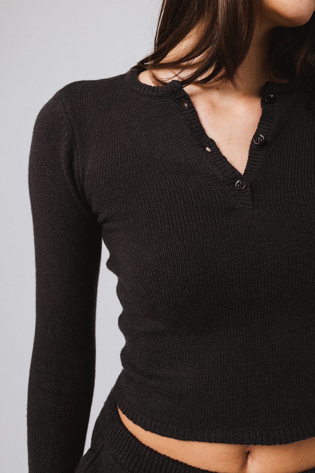 Boucle Henley Top Long Sleeve Top IVL April 