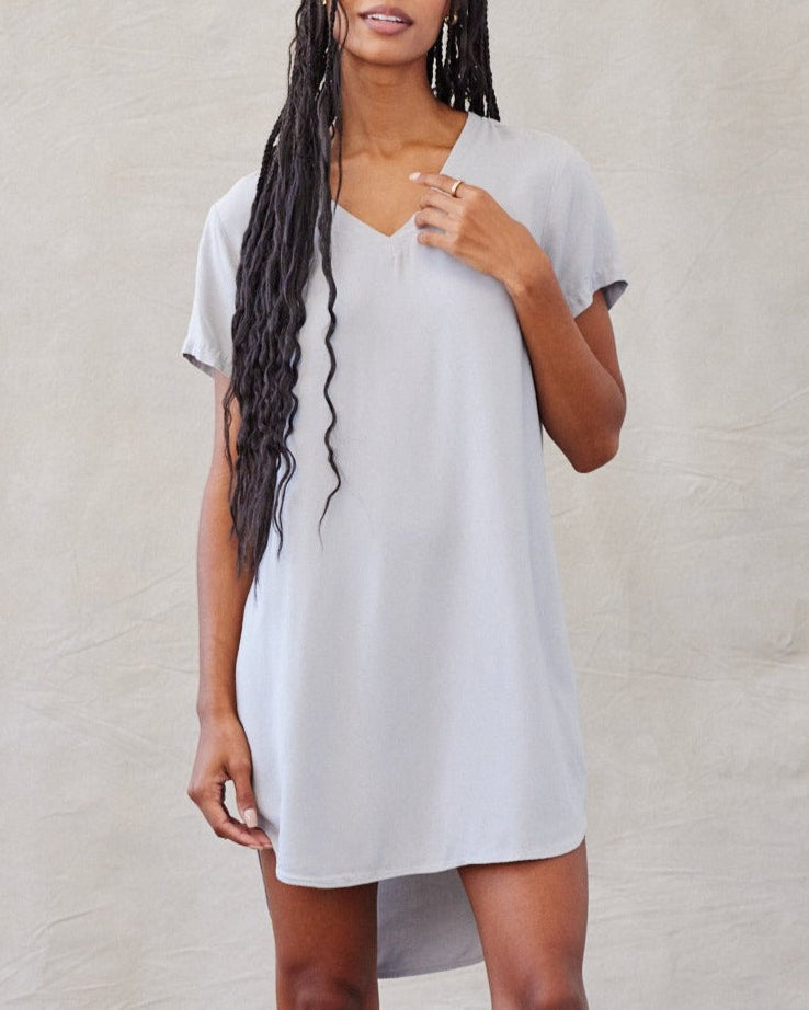 V-Neck Tee Dress | Foggy Sky