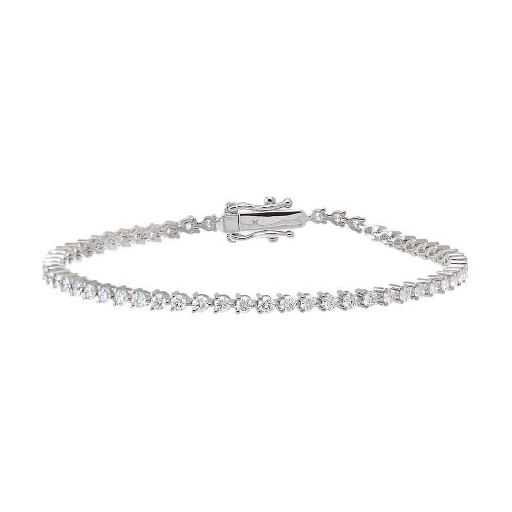 14K White Gold Lab Grown Diamond Three Prong Tennis Bracelet 14K - Adina's Jewels