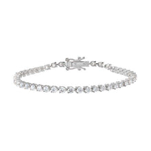 14K White Gold / 3CT Lab Grown Diamond Three Prong Tennis Bracelet 14K - Adina's Jewels