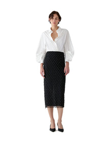 Embroidered Pencil Skirt | Black