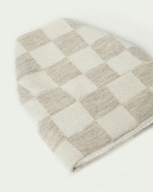 Bartlet Knit Beanie | Oatmeal/Cream Checker