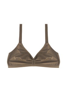 Olivia Ruched Triangle Bikini Top | Khaki