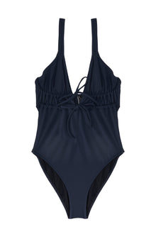 Tori Triangle Tie Detailed One Piece Suit | Deep Blue