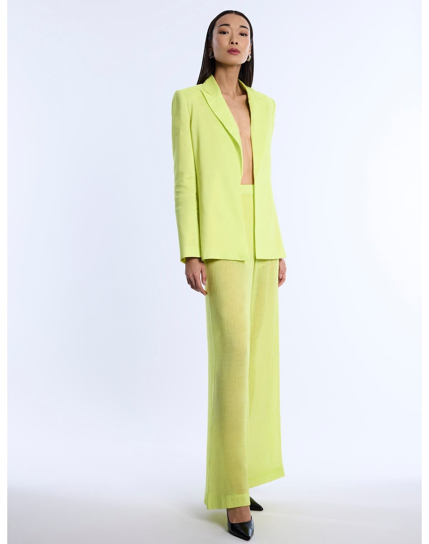 BCBG MAXAZRIA | Airy Textured Blazer | Chartreuse