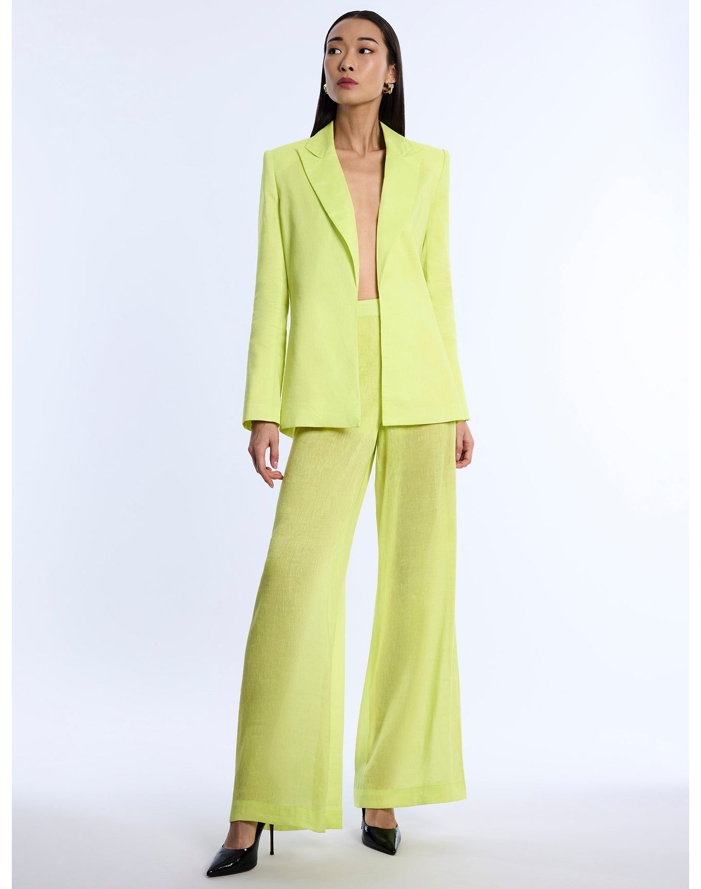 BCBG MAXAZRIA | Airy Textured Blazer | Chartreuse