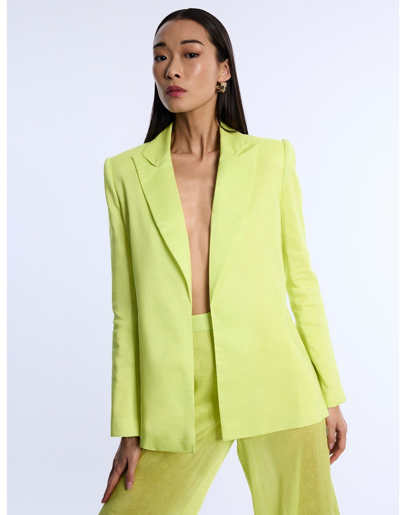 BCBG MAXAZRIA | Airy Textured Blazer | Chartreuse