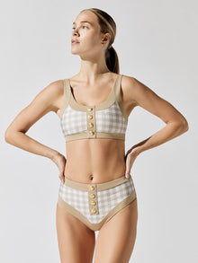 Beach Riot | BEACH RIOT Isle Top | Taupe Houndstooth