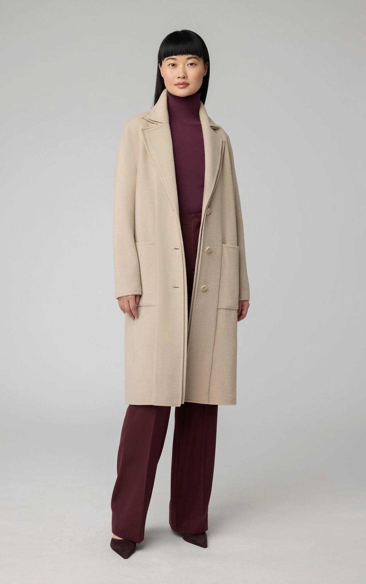 Benicia Straight-Fit Double Face Wool Coat With Double Collar | Hush
