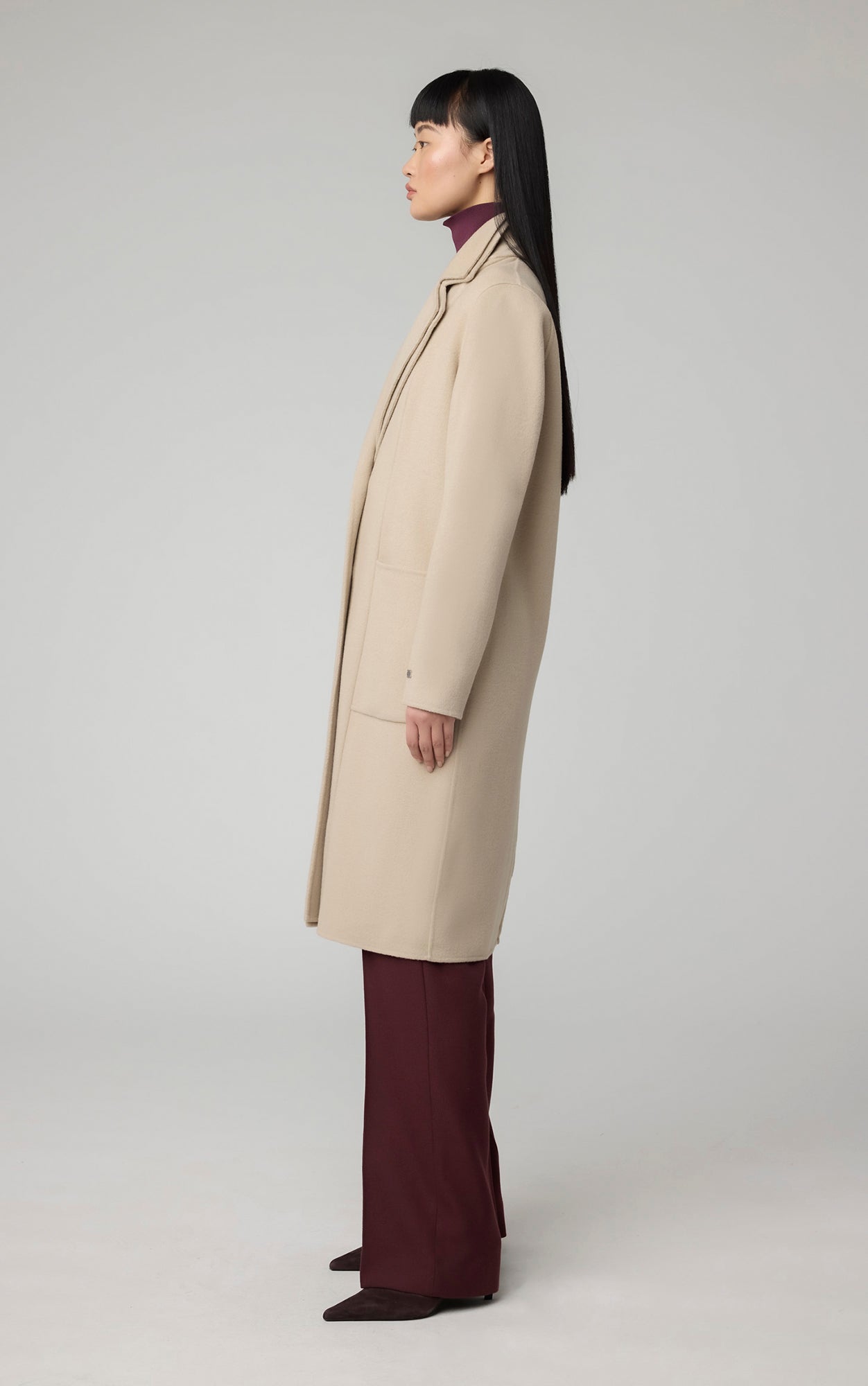 Benicia Straight-Fit Double Face Wool Coat With Double Collar | Hush