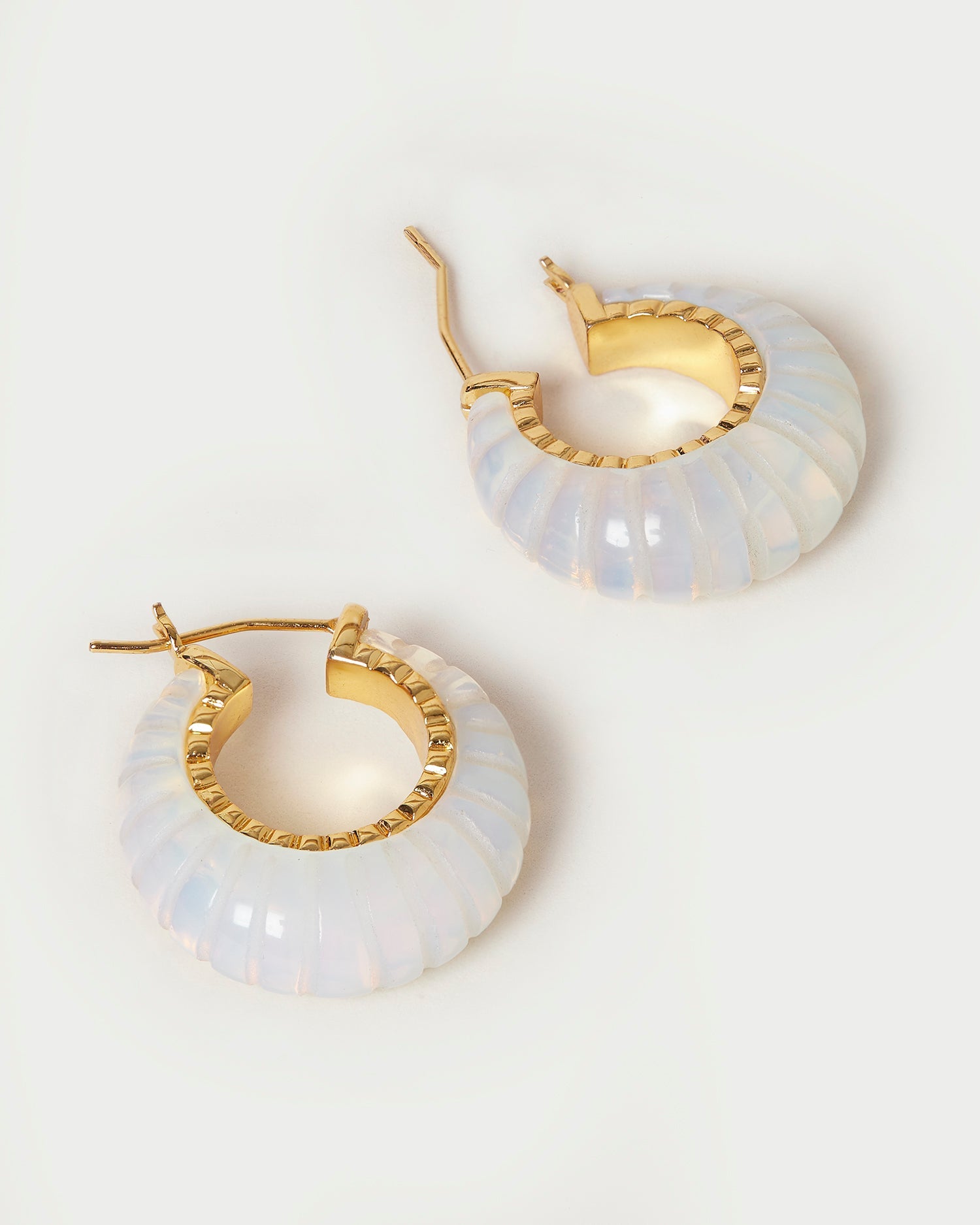 Bernadine Scallop Stone Hoop | Ivory Moonstone/Gold