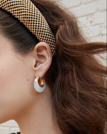 Bernadine Scallop Stone Hoop | Ivory Moonstone/Gold