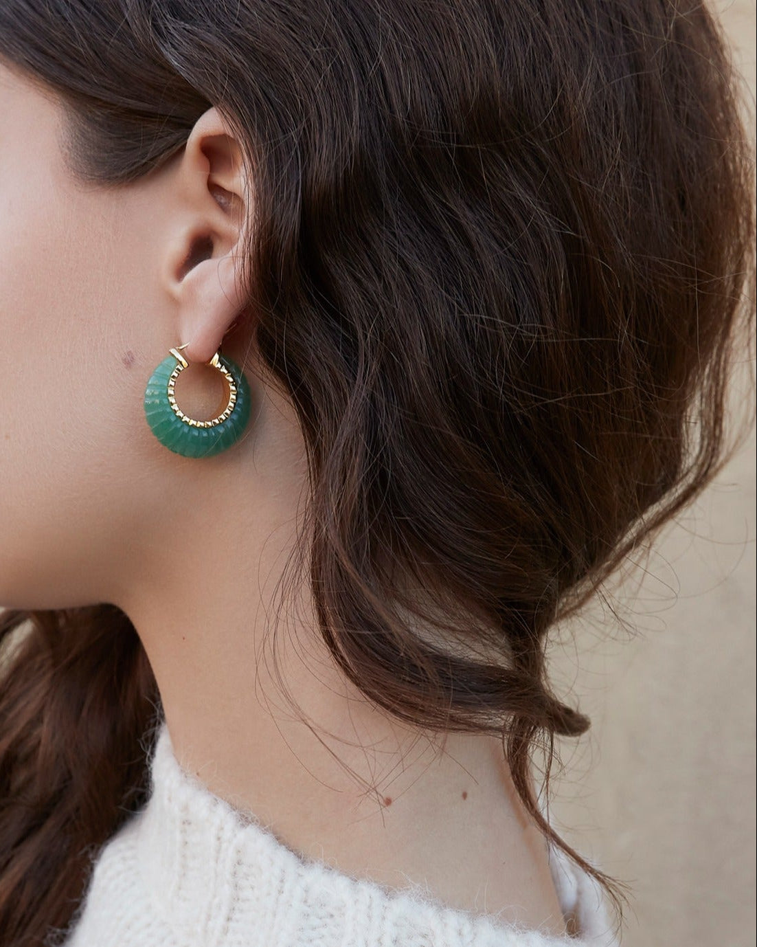 Bernadine Stone Hoop | Jade