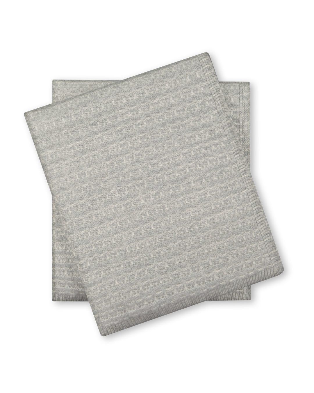 Sofia Cashmere | 2 Tone Stitch Throw | Grey/Ivory