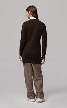 Brigida Semi-Fitted Sustainable Knitted Ribbed Cardigan | Oak