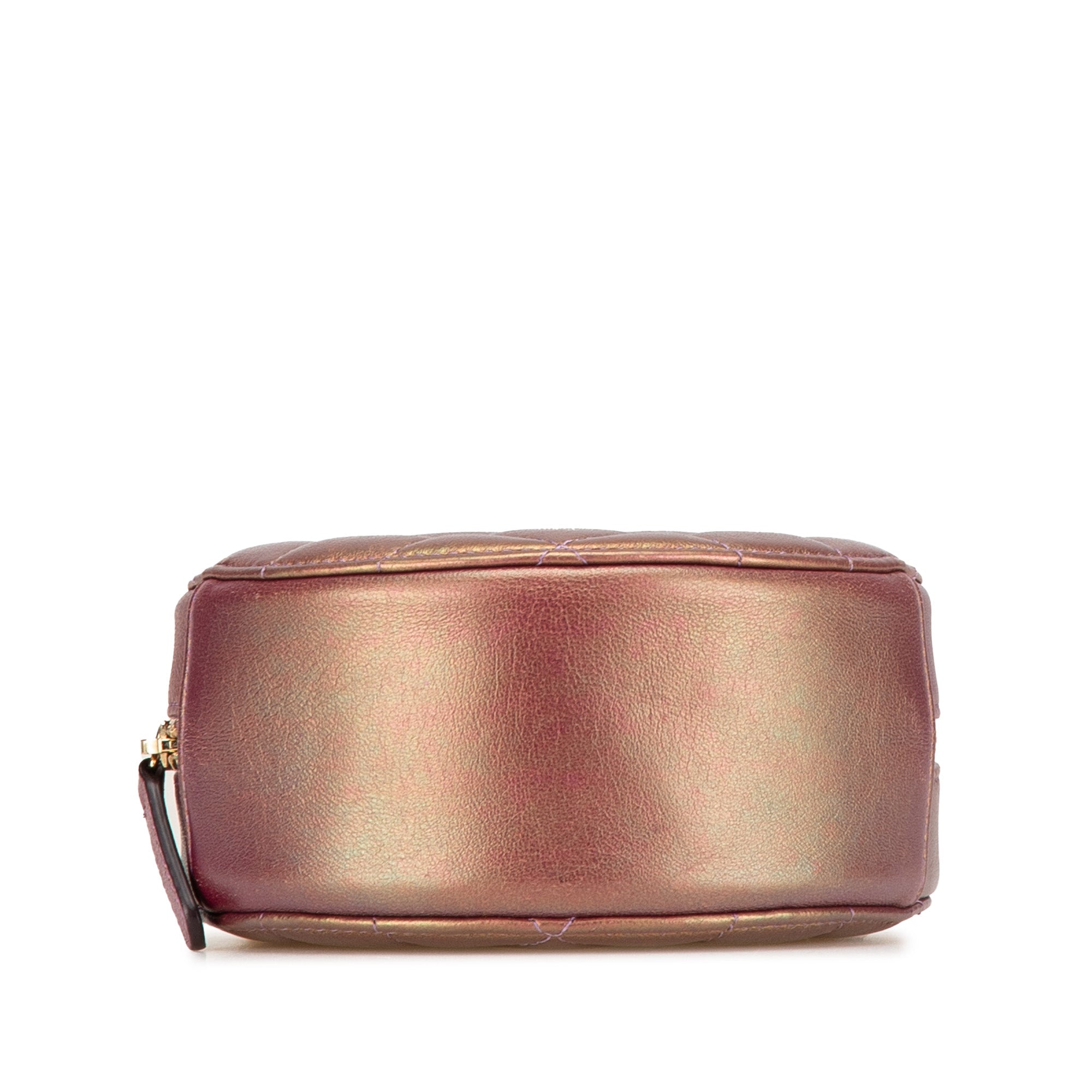 Chanel | Pre-Owned Quilted Iridescent Lambskin Round Clutch With Chain | Purple