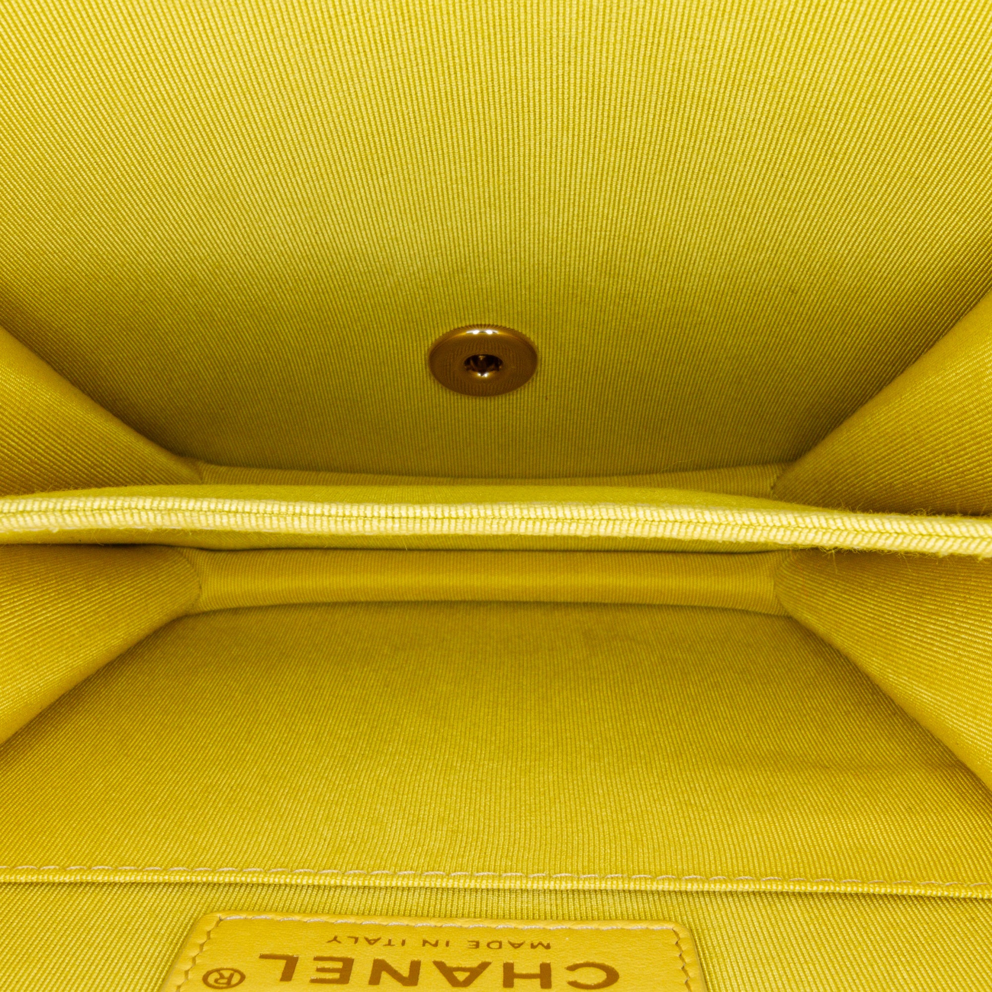 Chanel | Pre-Owned Quilted Lambskin North South Boy Flap | Yellow