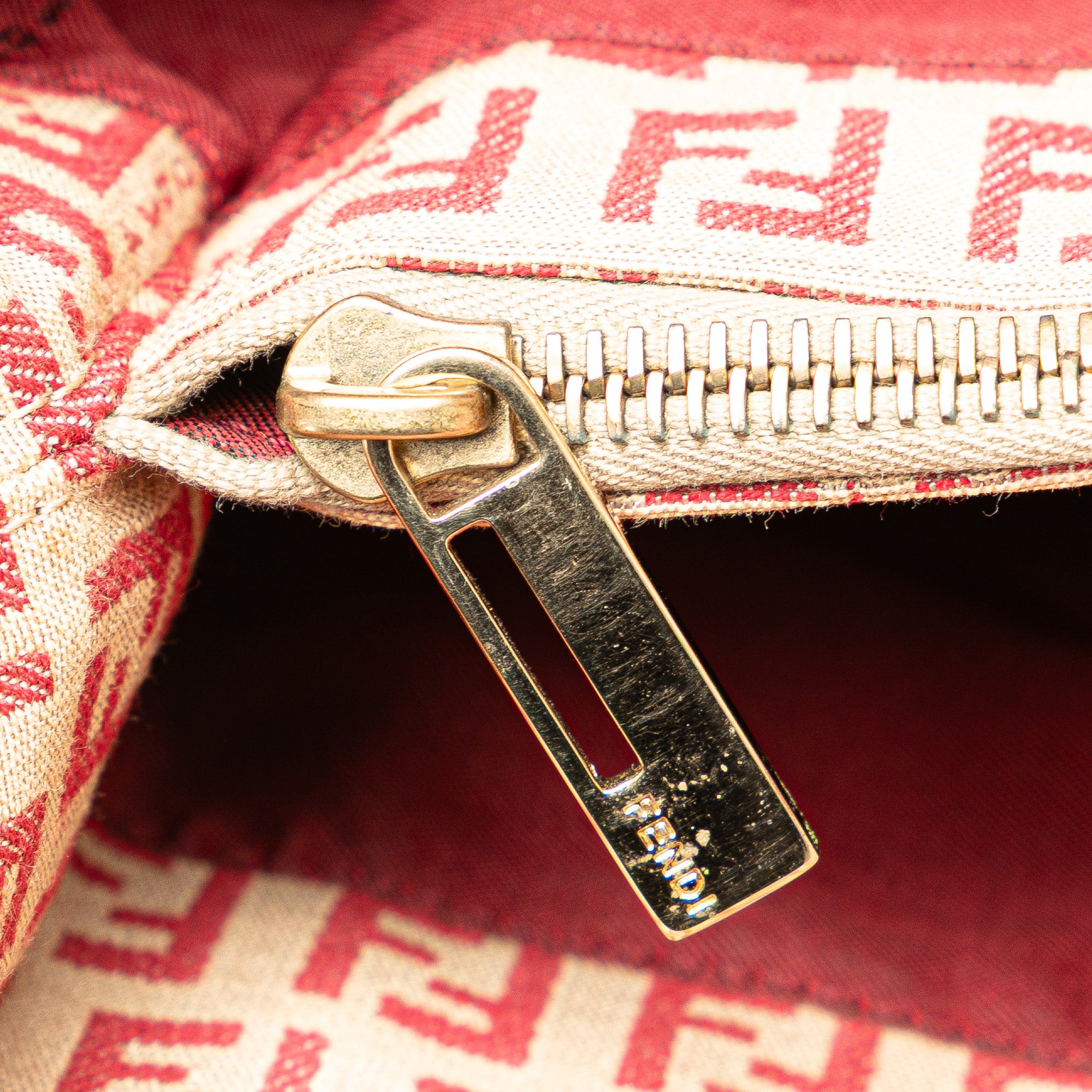 Fendi | Pre-Owned Zucchino Canvas Tote | Brown/Beige/RedRed