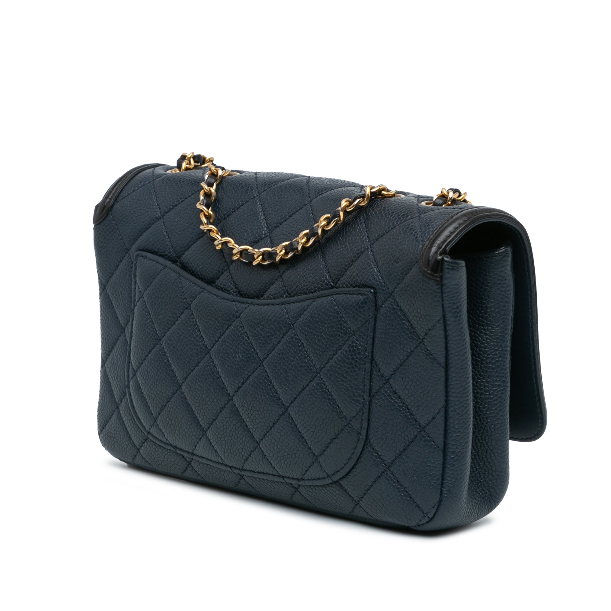 Chanel | Pre-Owned Small Bicolor Caviar CC Filigree Flap | Blue/Navy