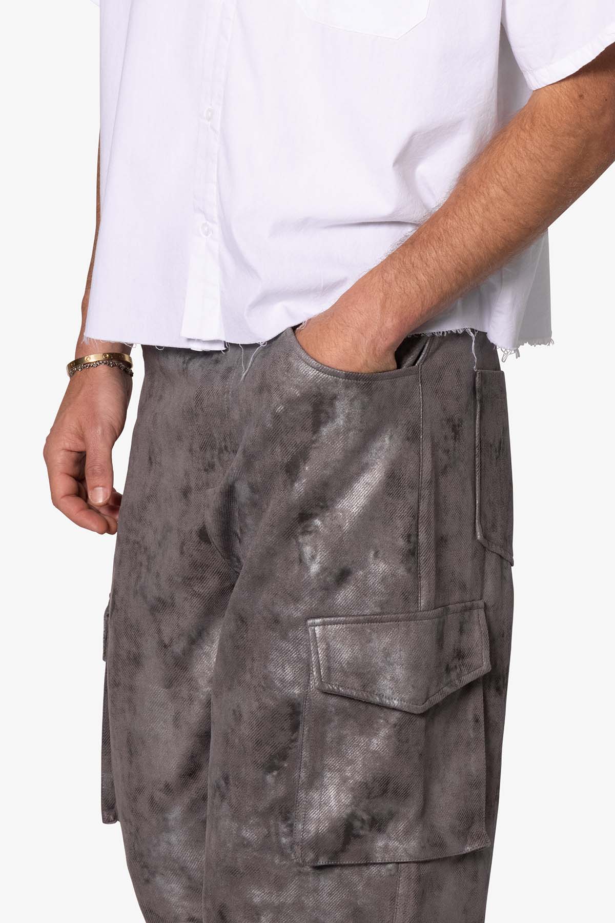Baggy Dual Tone Sueded Cargo Pants | Grey
