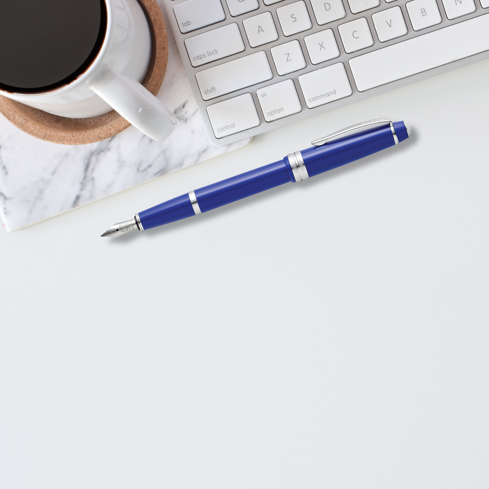 Bailey Resin Fine Nib Fountain Pen | Light Polished Blue