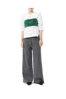 Beaded Taffeta Top | Black